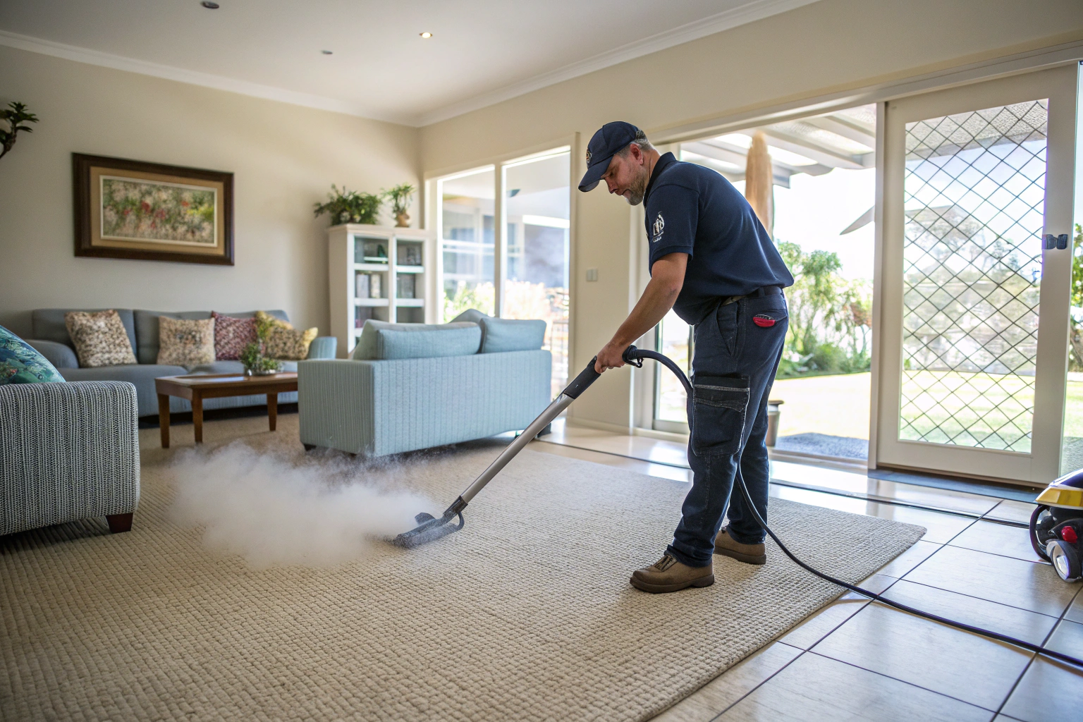 Professional carpet steam cleaning in a family home in Kleinton near Toowoomba